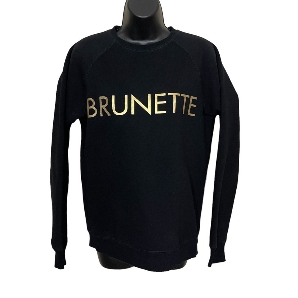 Euc Brunette the Label women’s sweatshirt, gold lettering, black, size XS-S.
